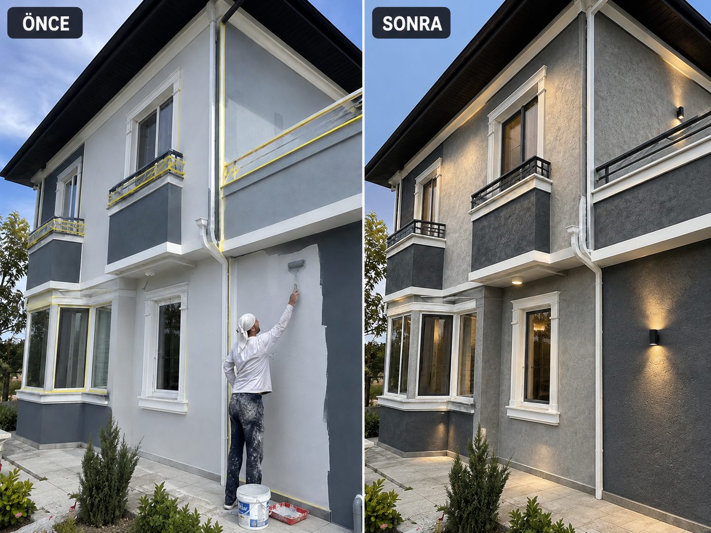 Bozyaka dış cephe boya öncesi ve sonrası